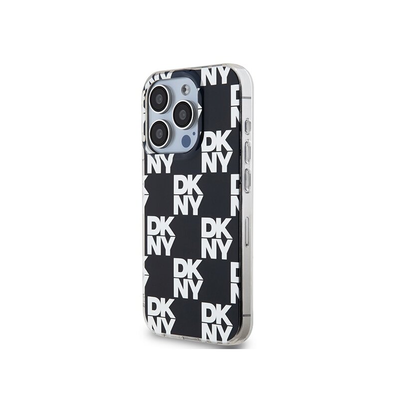 Husa iPhone 15 Pro DKNY IML Checkered Mono Pattern, negru, DKHCP15LHDLCEK