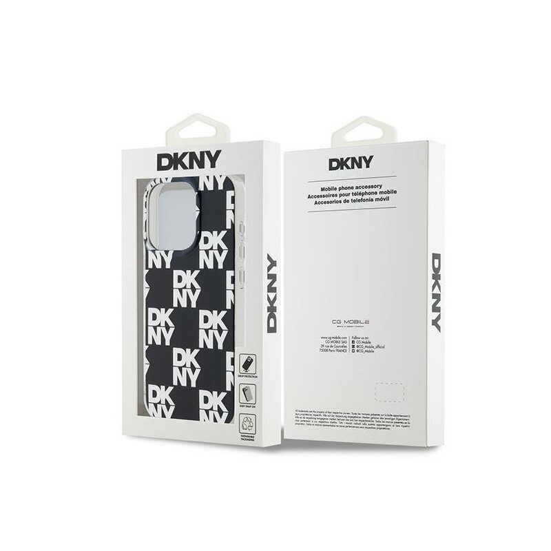 Husa iPhone 15 Pro DKNY IML Checkered Mono Pattern, negru, DKHCP15LHDLCEK