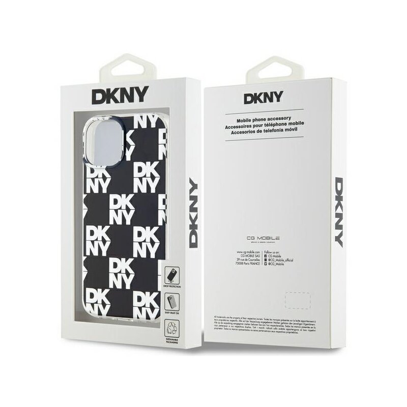 Husa iPhone 15 Plus DKNY IML Checkered Mono Pattern, negru, DKHCP15MHDLCEK