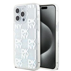 Husa iPhone 15 Pro Max DKNY Hardcase Liquid Glitter Multilogo, alb, DKHCP15XLCPEPT