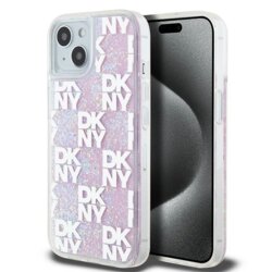 Husa iPhone 15 DKNY Hardcase Liquid Glitter Multilogo, roz, DKHCP15SLCPEPP