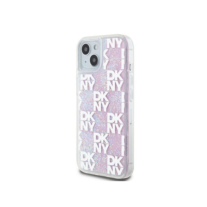 Husa iPhone 15 DKNY Hardcase Liquid Glitter Multilogo, roz, DKHCP15SLCPEPP