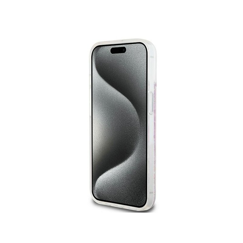Husa iPhone 15 DKNY Hardcase Liquid Glitter Multilogo, roz, DKHCP15SLCPEPP