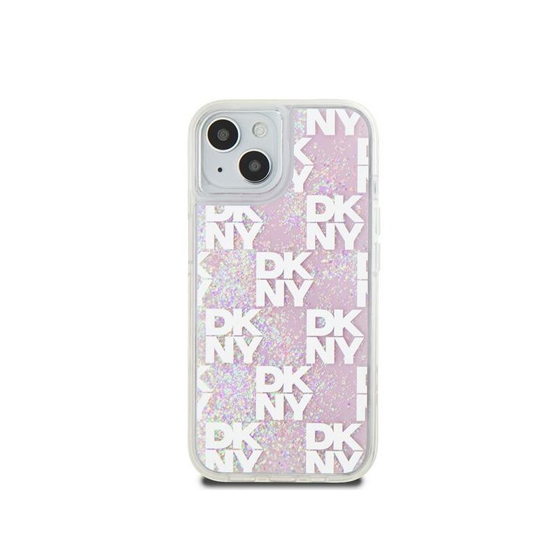 Husa iPhone 15 DKNY Hardcase Liquid Glitter Multilogo, roz, DKHCP15SLCPEPP