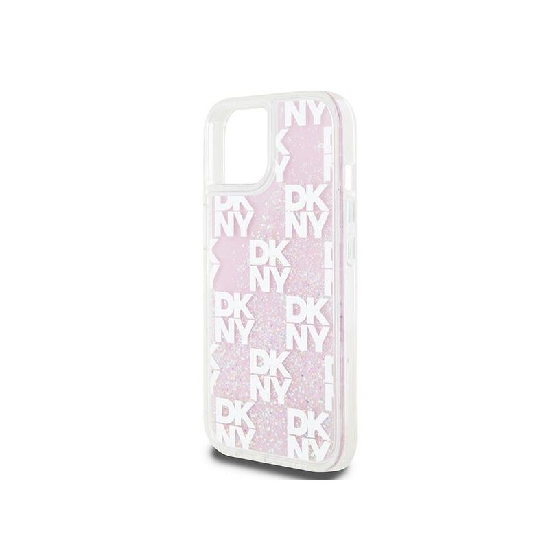 Husa iPhone 15 DKNY Hardcase Liquid Glitter Multilogo, roz, DKHCP15SLCPEPP