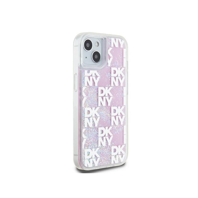 Husa iPhone 15 DKNY Hardcase Liquid Glitter Multilogo, roz, DKHCP15SLCPEPP