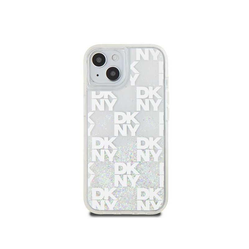 Husa iPhone 15 DKNY Hardcase Liquid Glitter Multilogo, alb, DKHCP15SLCPEPT