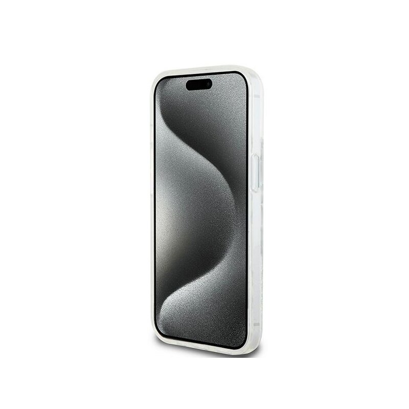 Husa iPhone 15 DKNY Hardcase Liquid Glitter Multilogo, alb, DKHCP15SLCPEPT