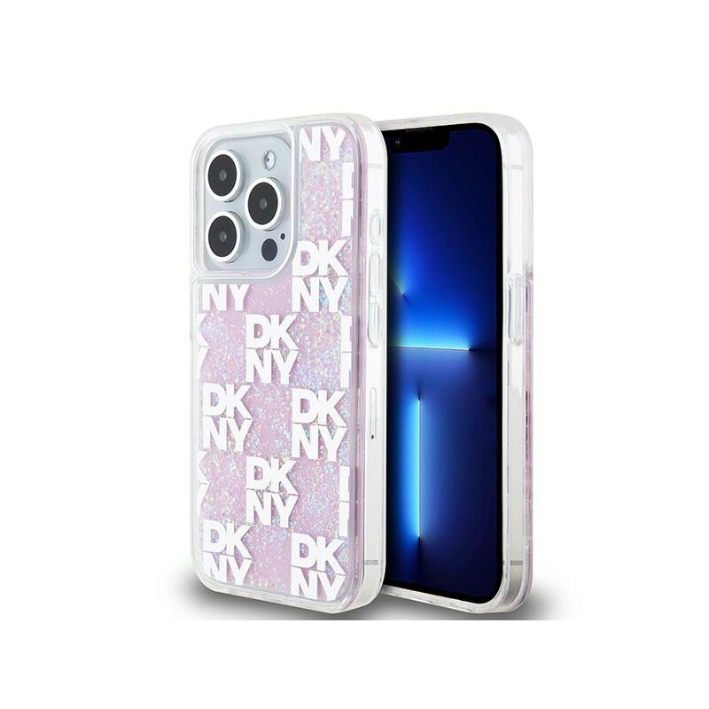 Husa iPhone 15 Pro DKNY Hardcase Liquid Glitter Multilogo, roz, DKHCP15LLCPEPP