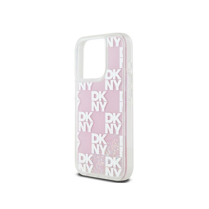 Husa iPhone 15 Pro DKNY Hardcase Liquid Glitter Multilogo, roz, DKHCP15LLCPEPP