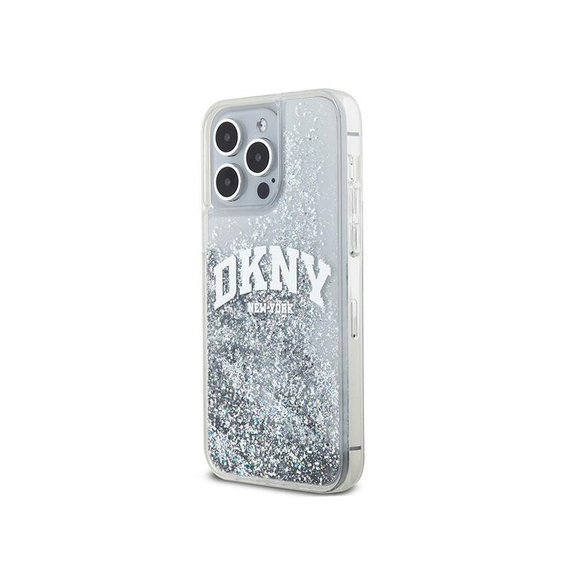 Husa iPhone 15 Pro Max DKNY Hardcase Liquid Glitter Big Logo, alb, DKHCP15XLBNAET