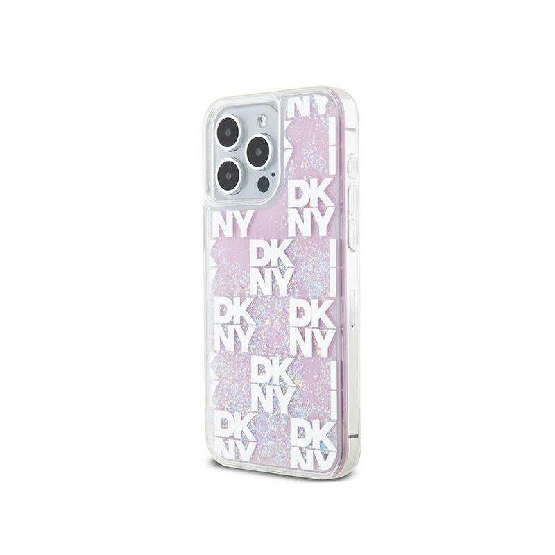 Husa iPhone 15 Pro Max DKNY Hardcase Liquid Glitter Multilogo, roz, DKHCP15XLCPEPP