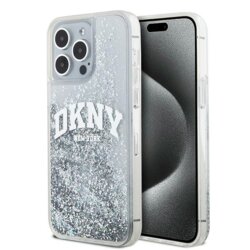 Husa iPhone 15 Pro DKNY Hardcase Liquid Glitter Big Logo, alb, DKHCP15LLBNAET
