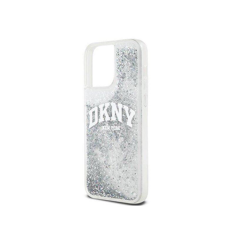 Husa iPhone 15 Pro DKNY Hardcase Liquid Glitter Big Logo, alb, DKHCP15LLBNAET