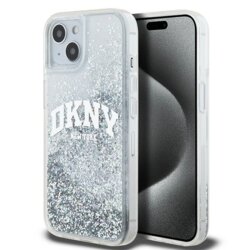 Husa iPhone 15 DKNY Hardcase Liquid Glitter Big Logo, alb, DKHCP15SLBNAET