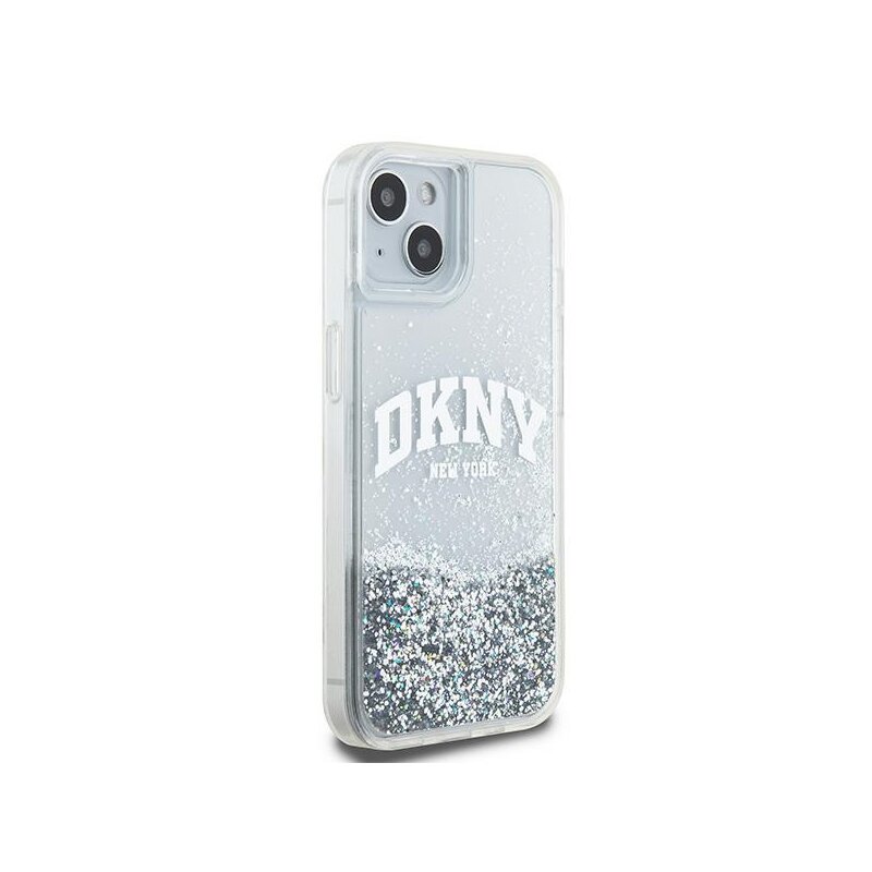 Husa iPhone 15 DKNY Hardcase Liquid Glitter Big Logo, alb, DKHCP15SLBNAET