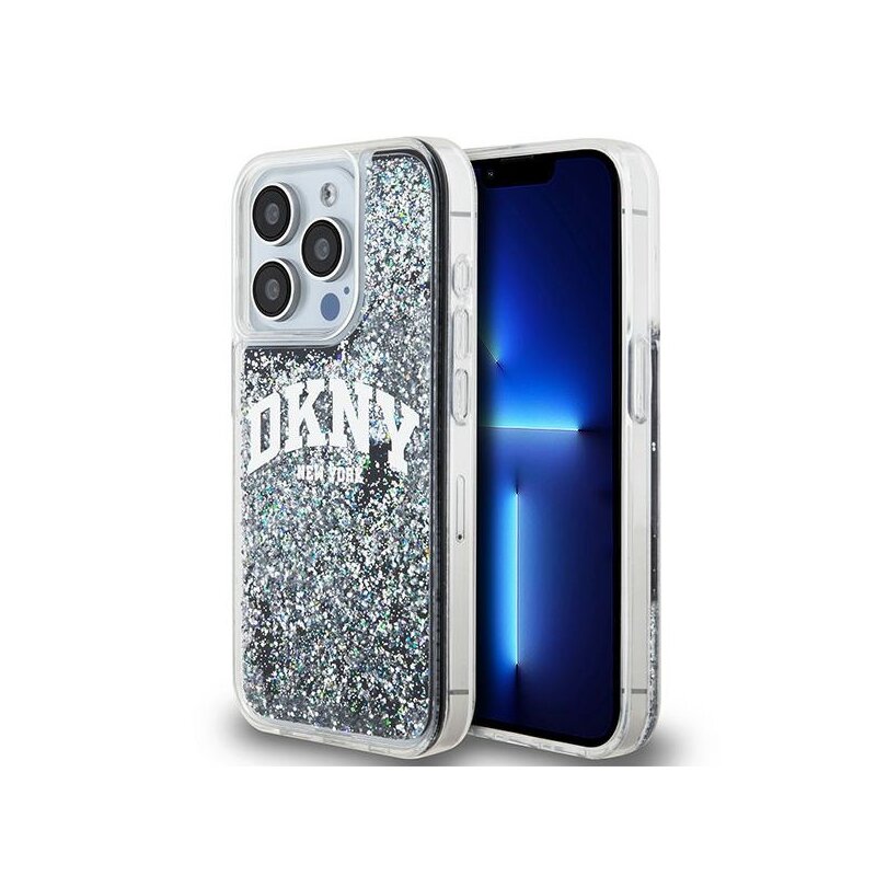 Husa iPhone 15 Pro DKNY Hardcase Liquid Glitter Big Logo, negru, DKHCP15LLBNAEK