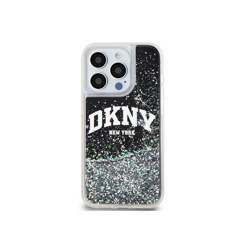 Husa iPhone 15 Pro DKNY Hardcase Liquid Glitter Big Logo, negru, DKHCP15LLBNAEK