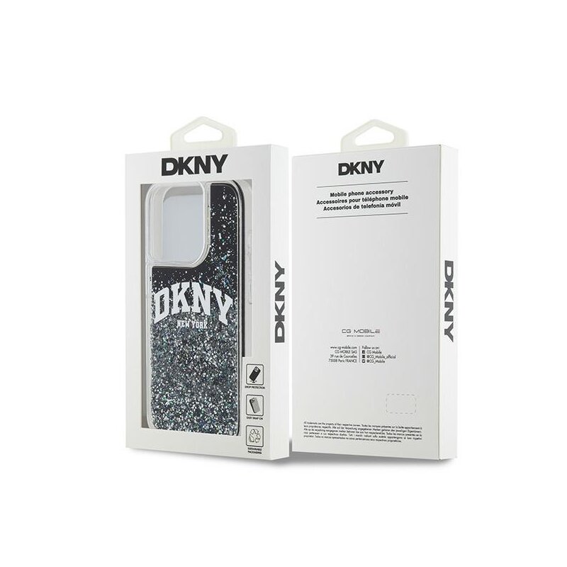 Husa iPhone 15 Pro DKNY Hardcase Liquid Glitter Big Logo, negru, DKHCP15LLBNAEK