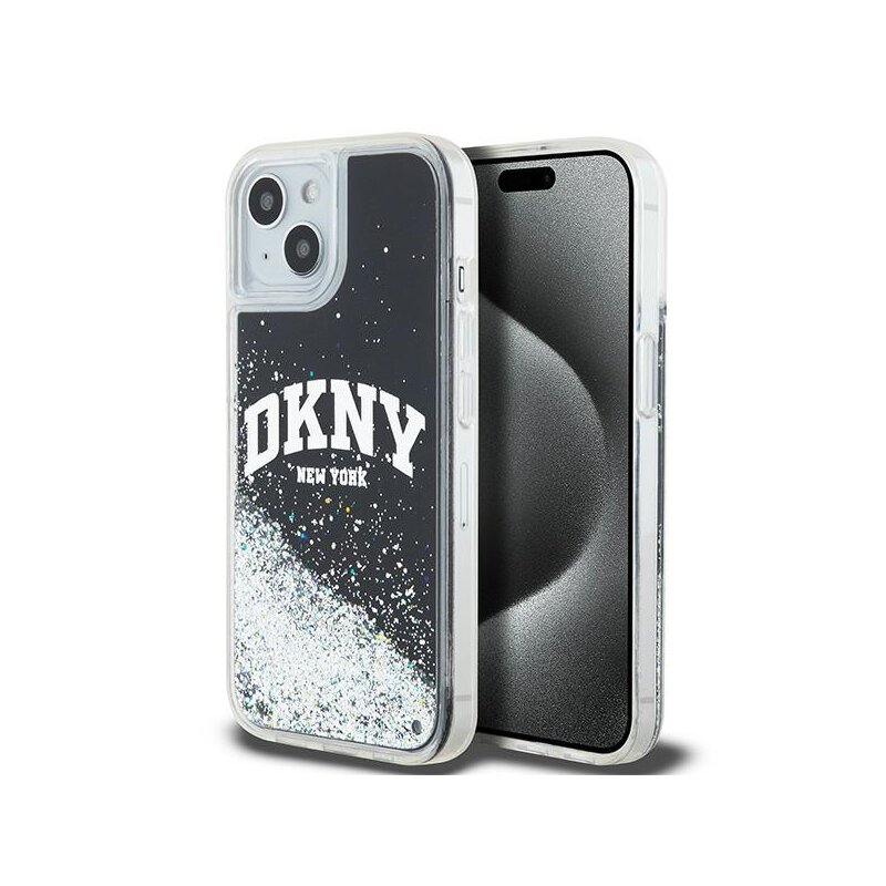 Husa iPhone 15 DKNY Hardcase Liquid Glitter Big Logo, negru, DKHCP15SLBNAEK