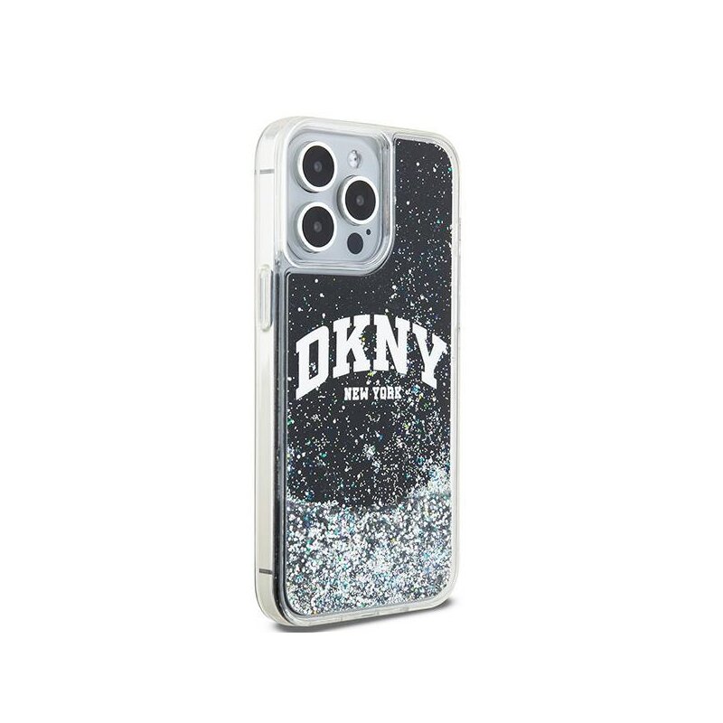 Husa iPhone 15 Pro Max DKNY Hardcase Liquid Glitter Big Logo, negru, DKHCP15XLBNAEK