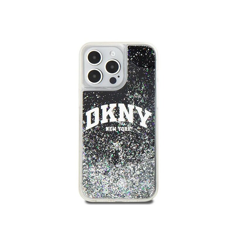 Husa iPhone 15 Pro Max DKNY Hardcase Liquid Glitter Big Logo, negru, DKHCP15XLBNAEK