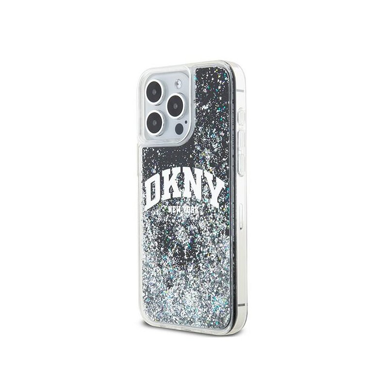 Husa iPhone 15 Pro Max DKNY Hardcase Liquid Glitter Big Logo, negru, DKHCP15XLBNAEK