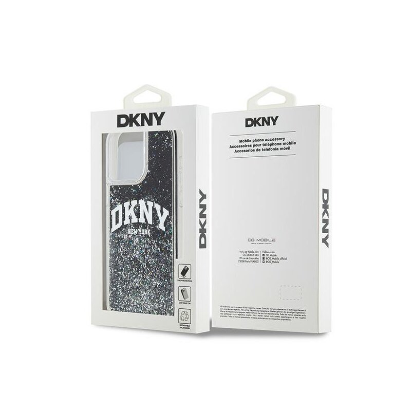 Husa iPhone 15 Pro Max DKNY Hardcase Liquid Glitter Big Logo, negru, DKHCP15XLBNAEK