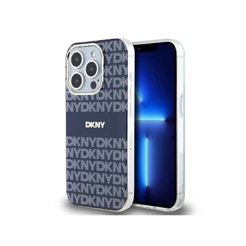 Husa iPhone 15 Pro Max DKNY IML Mono & Stripe MagSafe, albastru, DKHMP15XHRHSEB