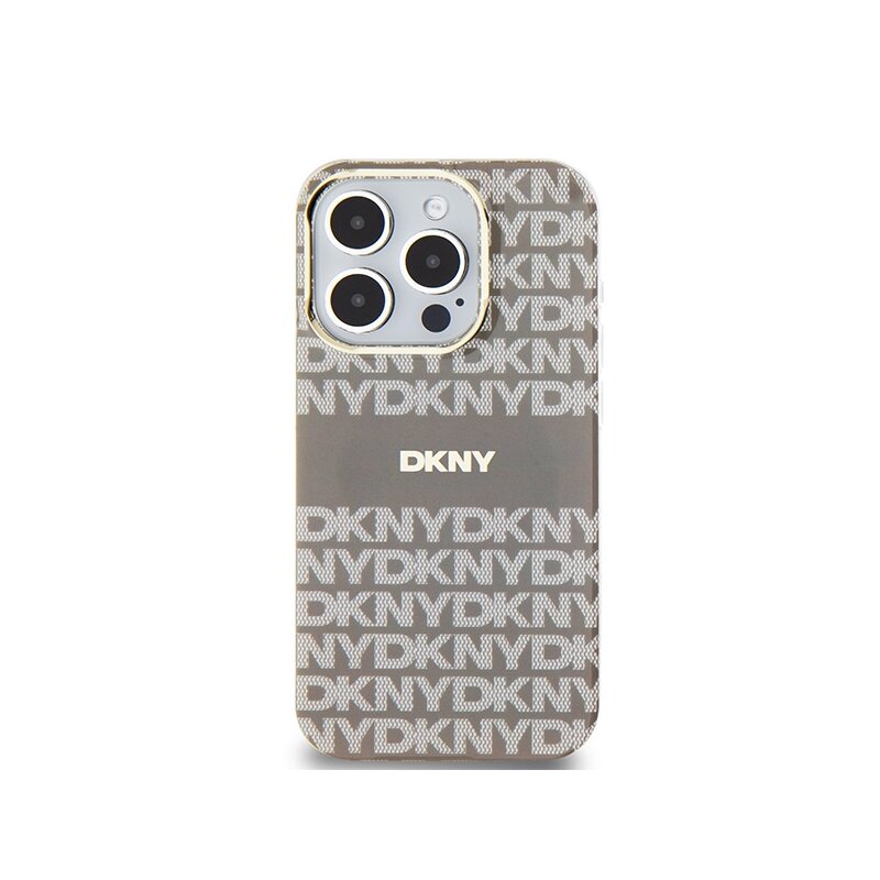 Husa iPhone 15 Pro Max DKNY IML Mono & Stripe MagSafe, bej, DKHMP15XHRHSEE