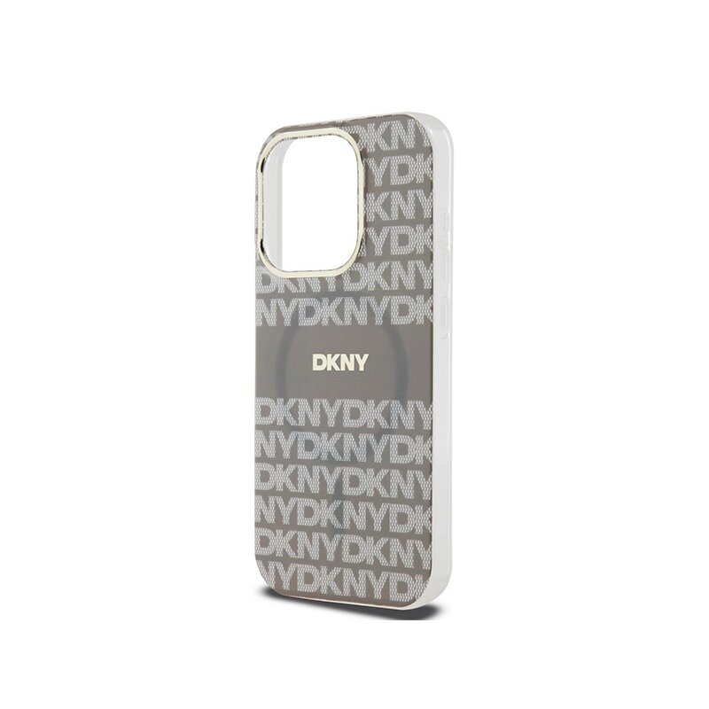 Husa iPhone 15 Pro Max DKNY IML Mono & Stripe MagSafe, bej, DKHMP15XHRHSEE