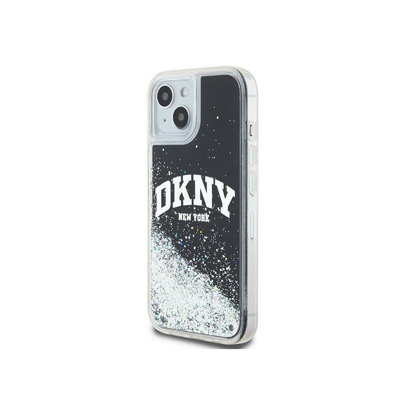 Husa iPhone 15 Plus DKNY Hardcase Liquid Glitter Big Logo, negru, DKHCP15MLBNAEK