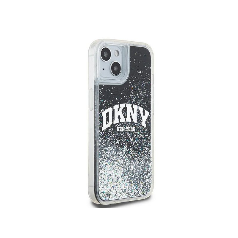 Husa iPhone 15 Plus DKNY Hardcase Liquid Glitter Big Logo, negru, DKHCP15MLBNAEK