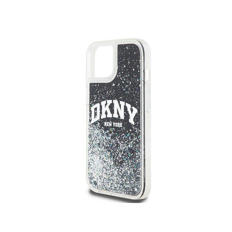 Husa iPhone 15 Plus DKNY Hardcase Liquid Glitter Big Logo, negru, DKHCP15MLBNAEK
