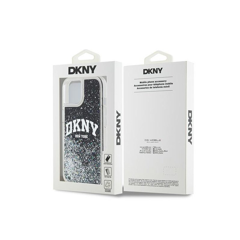 Husa iPhone 15 Plus DKNY Hardcase Liquid Glitter Big Logo, negru, DKHCP15MLBNAEK
