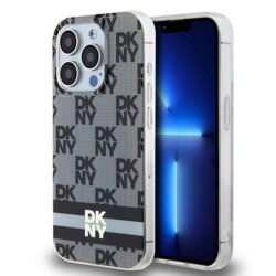 Husa iPhone 15 Pro Max DKNY IML Checkered Mono Pattern & Printed Stripes MagSafe, negru, DKHMP15XHCPTSK