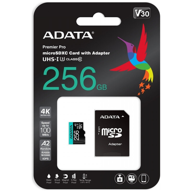 Card memorie 256GB MicroSDXC Adata, AUSDX256GUI3V30SA2-RA1