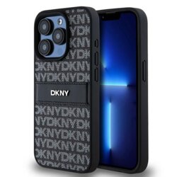 Husa piele iPhone 15 Pro Max DKNY Leather Mono Stripe & Metal Logo, negru, DKHCP15XPRTHSLK