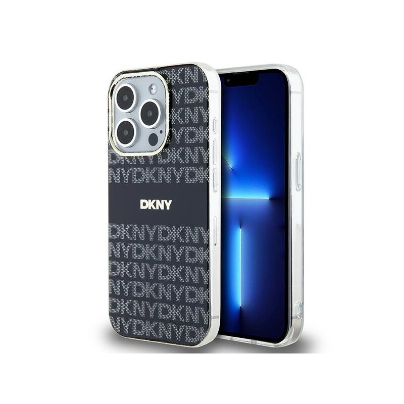 Husa iPhone 15 Pro Max DKNY IML Mono & Stripe MagSafe (DKHMP15XHRHSEK), negru