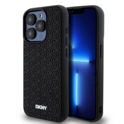 Husa iPhone 15 Pro DKNY Hardcase 3D Rubber Repeat Pattern, negru, DKHCP15L3DRPWK