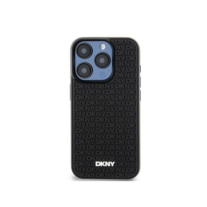 Husa iPhone 15 Pro DKNY Hardcase 3D Rubber Repeat Pattern, negru, DKHCP15L3DRPWK