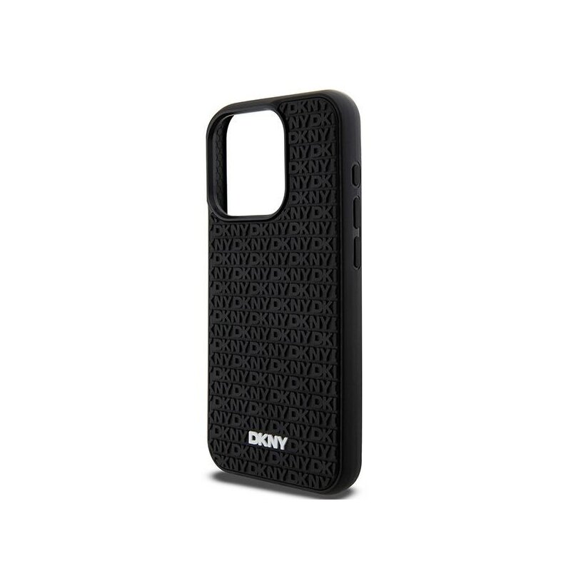 Husa iPhone 15 Pro DKNY Hardcase 3D Rubber Repeat Pattern, negru, DKHCP15L3DRPWK