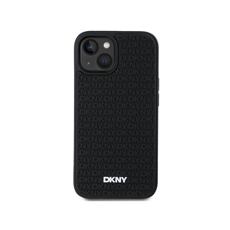 Husa iPhone 15 DKNY Hardcase 3D Rubber Repeat Pattern, negru, DKHCP15S3DRPWK