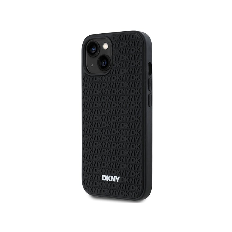 Husa iPhone 15 Plus DKNY Hardcase 3D Rubber Repeat Pattern, negru, DKHCP15M3DRPWK
