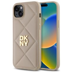 Husa piele iPhone 15 Plus DKNY Leather Quilted Stack Logo, negru, DKHCP15MPQDSLE