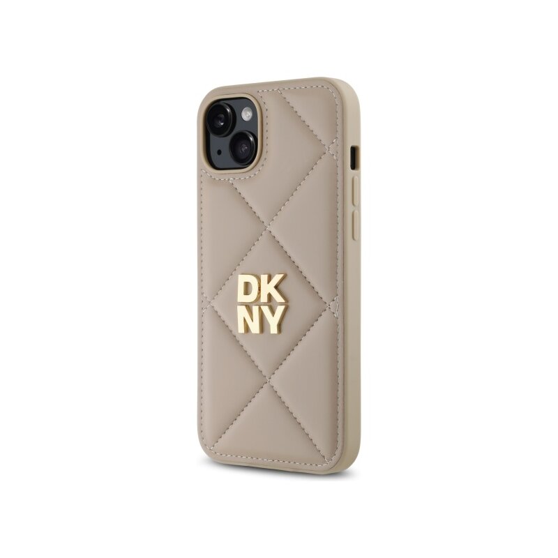 Husa piele iPhone 15 Plus DKNY Leather Quilted Stack Logo, negru, DKHCP15MPQDSLE
