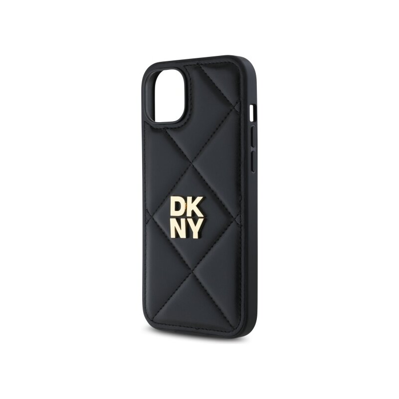 Husa piele iPhone 15 Plus DKNY Leather Quilted Stack Logo, negru, DKHCP15MPQDSLK