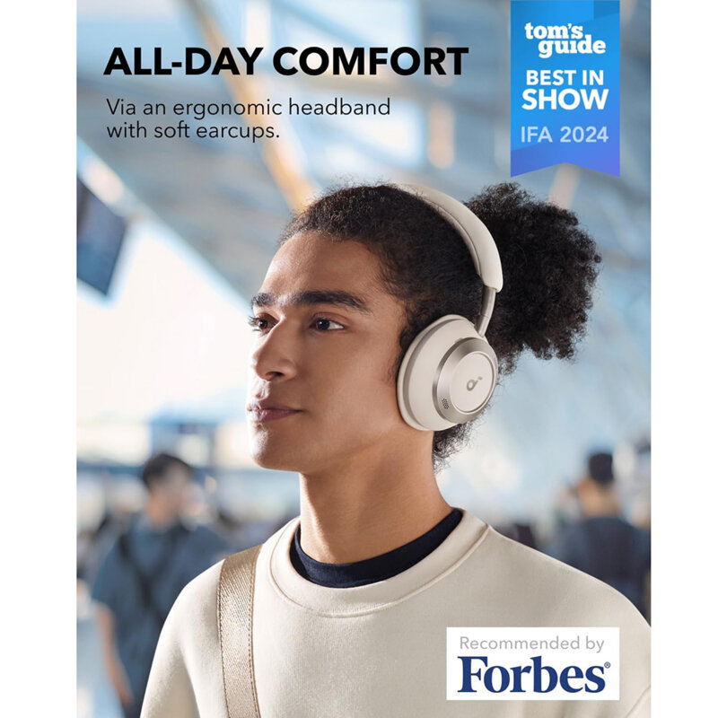 Casti cu microfon on-ear ANC Anker Space One Pro, alb