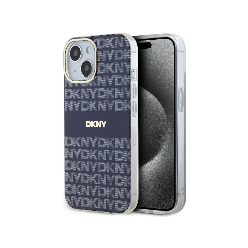 Husa iPhone 15 DKNY IML Mono & Stripe MagSafe, albastru, DKHMP15SHRHSEB