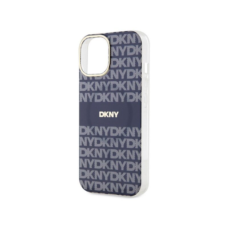 Husa iPhone 15 DKNY IML Mono & Stripe MagSafe, albastru, DKHMP15SHRHSEB